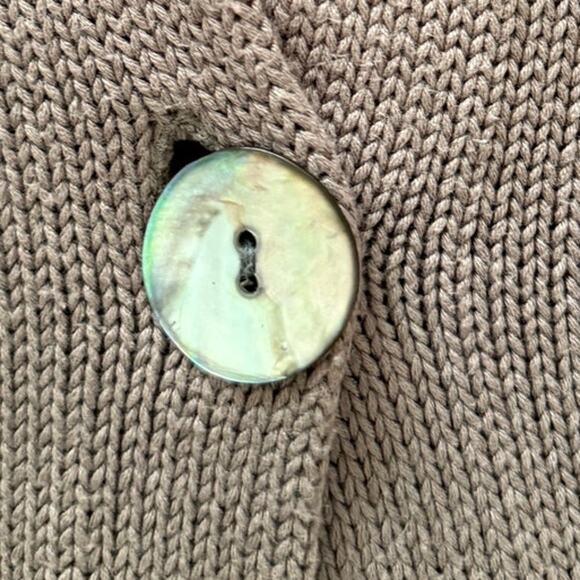 J JILL Silk/Cotton Short Sleeve Button Front Cardigan Sweater M Taupe/Beige - Picture 4 of 6
